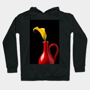 Yellow Calla Lily In Red Pitcher Hoodie